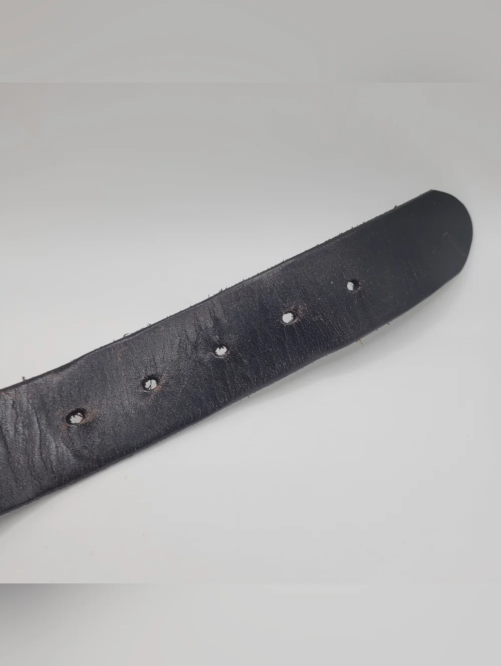 Black Leather Belt XL Oval Buckle Zig Zag Stitch Rustic Utility Utilitarian Boho